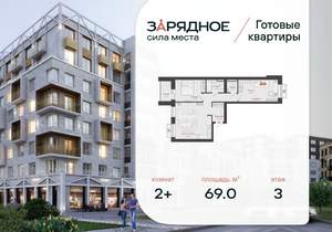 2-к квартира, вторичка, 69м2, 3/8 этаж