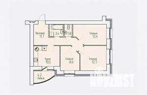 3-к квартира, строящийся дом, 63м2, 4/14 этаж