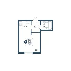 Студия квартира, вторичка, 28м2, 13/17 этаж