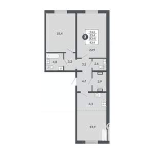 3-к квартира, вторичка, 83м2, 16/17 этаж