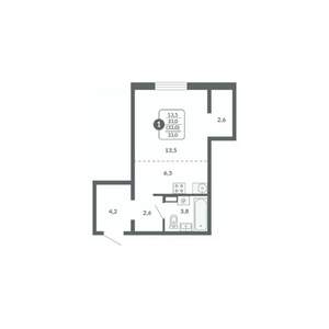 1-к квартира, вторичка, 30м2, 12/17 этаж