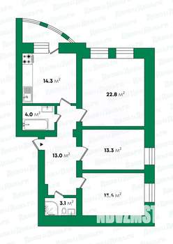 3-к квартира, вторичка, 85м2, 2/5 этаж