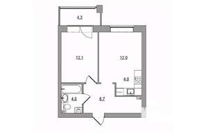 2-к квартира, вторичка, 45м2, 6/7 этаж