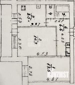 2-к квартира, вторичка, 51м2, 1/9 этаж