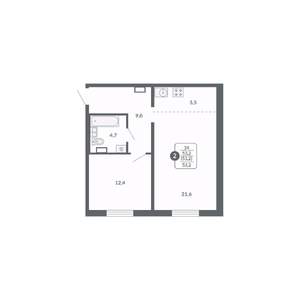 2-к квартира, вторичка, 53м2, 11/17 этаж