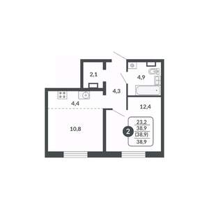 2-к квартира, вторичка, 39м2, 13/17 этаж