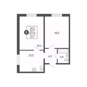 2-к квартира, вторичка, 58м2, 13/17 этаж