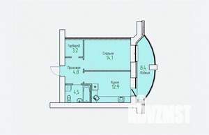 1-к квартира, строящийся дом, 44м2, 13/14 этаж