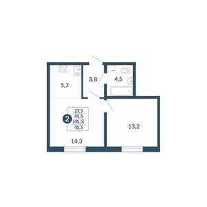 2-к квартира, вторичка, 42м2, 12/17 этаж