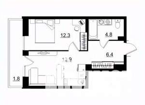 1-к квартира, вторичка, 39м2, 6/11 этаж