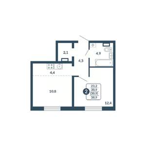 2-к квартира, вторичка, 39м2, 5/17 этаж