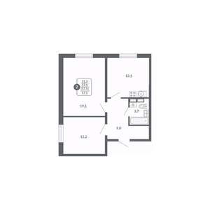 2-к квартира, вторичка, 57м2, 17/17 этаж