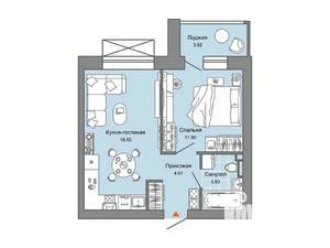 1-к квартира, строящийся дом, 41м2, 6/6 этаж