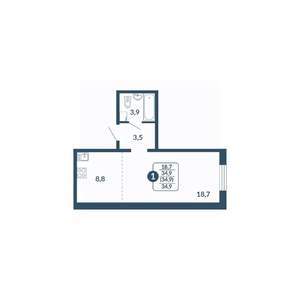 1-к квартира, вторичка, 35м2, 17/17 этаж