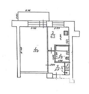 1-к квартира, вторичка, 32м2, 1/5 этаж