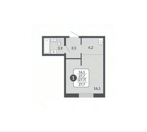 Студия квартира, вторичка, 28м2, 9/17 этаж