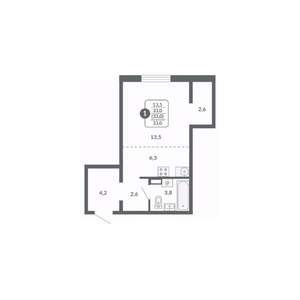 1-к квартира, вторичка, 30м2, 13/17 этаж