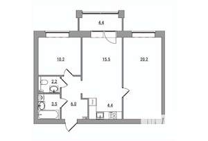 3-к квартира, вторичка, 66м2, 6/6 этаж