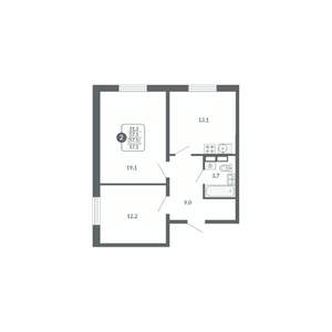 2-к квартира, вторичка, 57м2, 12/17 этаж