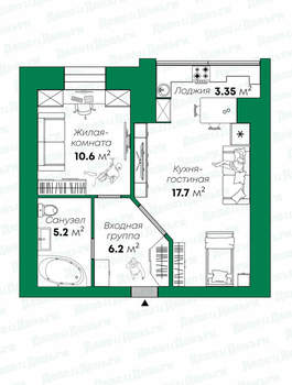 2-к квартира, вторичка, 43м2, 5/10 этаж