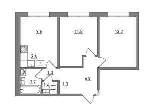 3-к квартира, вторичка, 53м2, 1/16 этаж