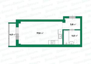 Студия квартира, вторичка, 28м2, 9/17 этаж