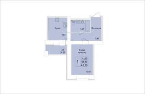 1-к квартира, строящийся дом, 42м2, 9/15 этаж