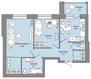 2-к квартира, вторичка, 58м2, 6/9 этаж