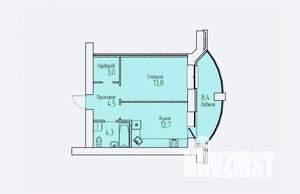 1-к квартира, строящийся дом, 43м2, 8/13 этаж