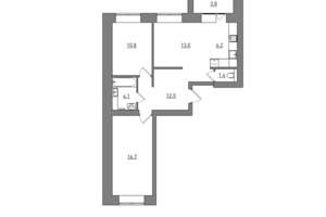 3-к квартира, вторичка, 68м2, 1/12 этаж