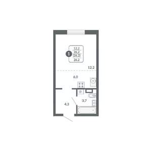 Студия квартира, вторичка, 26м2, 6/17 этаж