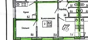 2-к квартира, вторичка, 43м2, 6/14 этаж