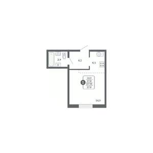 1-к квартира, вторичка, 28м2, 8/17 этаж