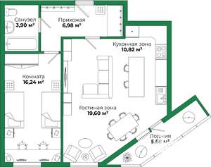 2-к квартира, вторичка, 60м2, 2/15 этаж