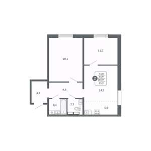 2-к квартира, вторичка, 66м2, 10/17 этаж