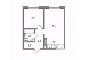 2-к квартира, вторичка, 39м2, 12/17 этаж
