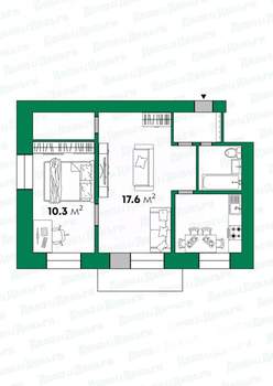 2-к квартира, вторичка, 42м2, 3/5 этаж