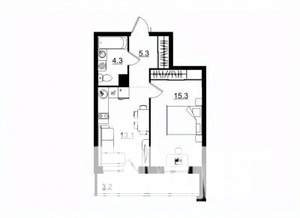 1-к квартира, вторичка, 41м2, 9/11 этаж