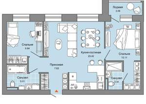 2-к квартира, вторичка, 64м2, 5/8 этаж