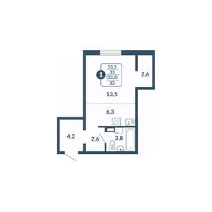 1-к квартира, вторичка, 33м2, 3/17 этаж