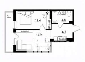 1-к квартира, строящийся дом, 39м2, 8/11 этаж