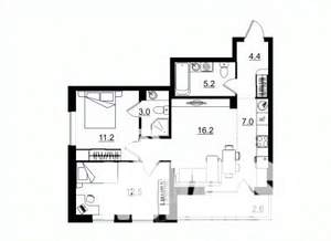 3-к квартира, строящийся дом, 62м2, 4/11 этаж