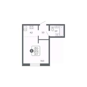 Студия квартира, вторичка, 28м2, 8/17 этаж