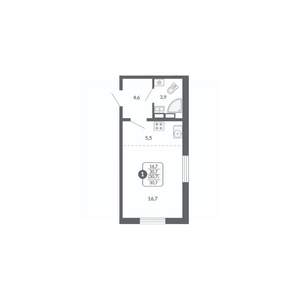 1-к квартира, вторичка, 31м2, 13/17 этаж