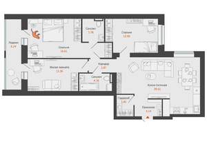 3-к квартира, вторичка, 98м2, 6/8 этаж