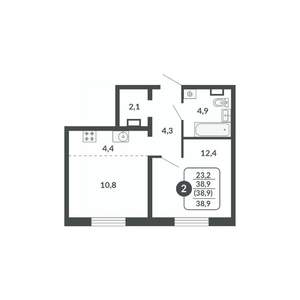 2-к квартира, вторичка, 39м2, 9/17 этаж