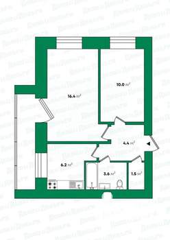 2-к квартира, вторичка, 48м2, 1/9 этаж