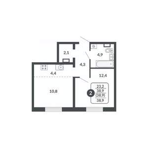 2-к квартира, вторичка, 39м2, 14/17 этаж