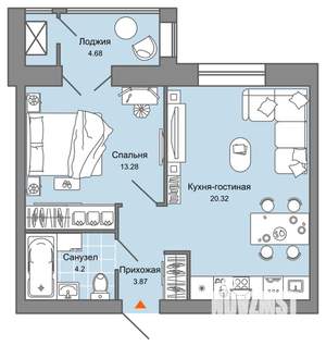 2-к квартира, вторичка, 44м2, 7/7 этаж