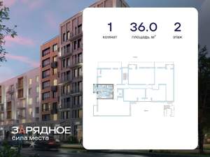 1-к квартира, вторичка, 36м2, 2/6 этаж